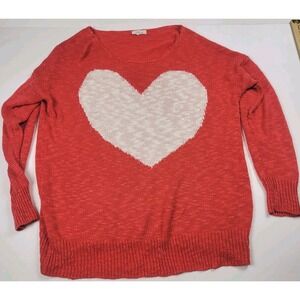 Dreamers by Debut Womens Red, White Heart Knit Sweater Size M/L